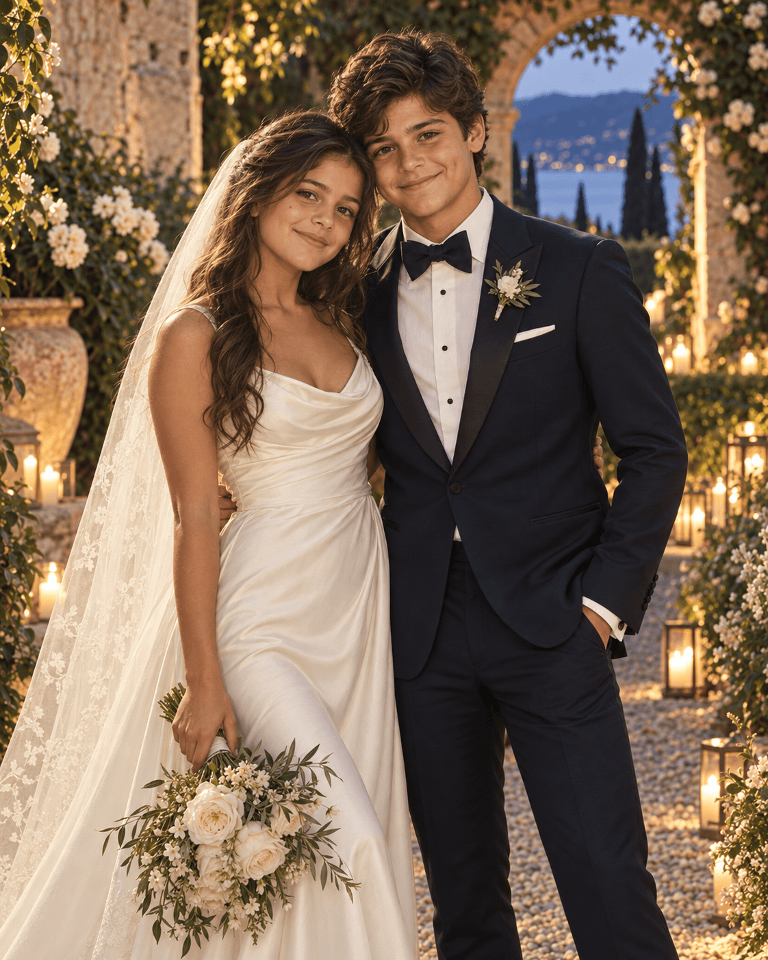 Adam and Sarah together on their wedding day